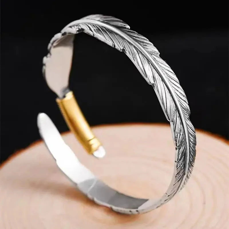 Pulseira de Aço Masculina Pena